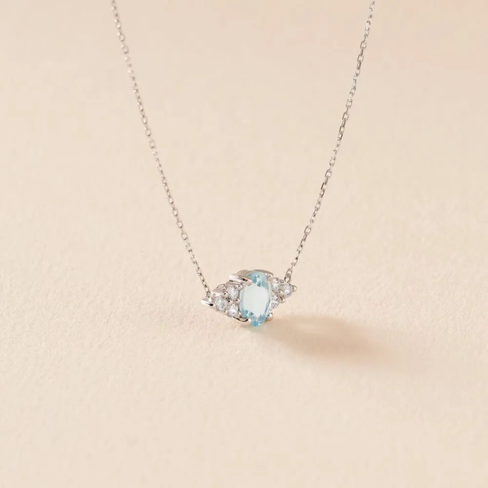 Collier Diapre Or Blanc Topaze Oxyde De Zirconium|Marc Orian New