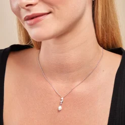 Collier Dua Argent Blanc Perle De Culture Oxyde De Zirconium