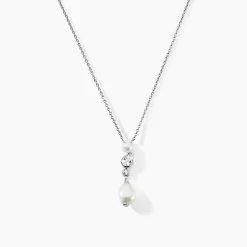 Collier Dua Argent Blanc Perle De Culture Oxyde De Zirconium
