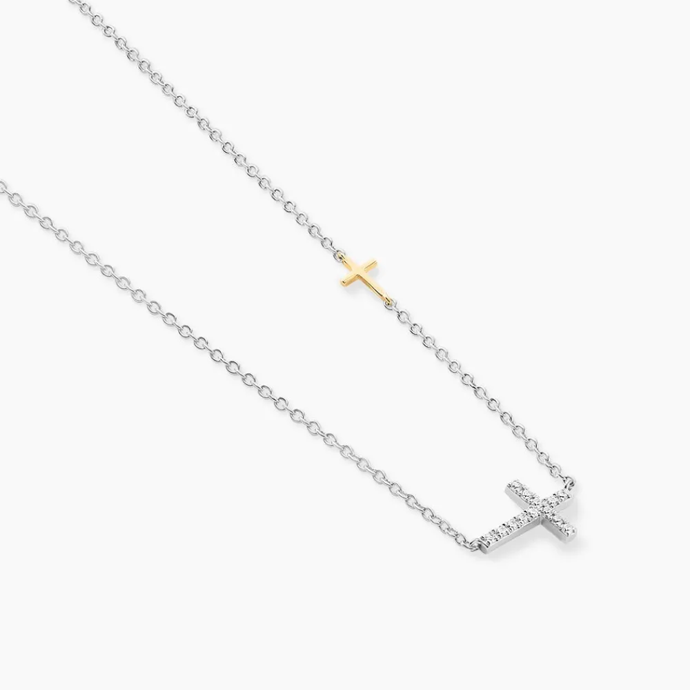Collier Edline Or Jaune et Argent Blanc Oxyde De Zirconium|Marc Orian Online