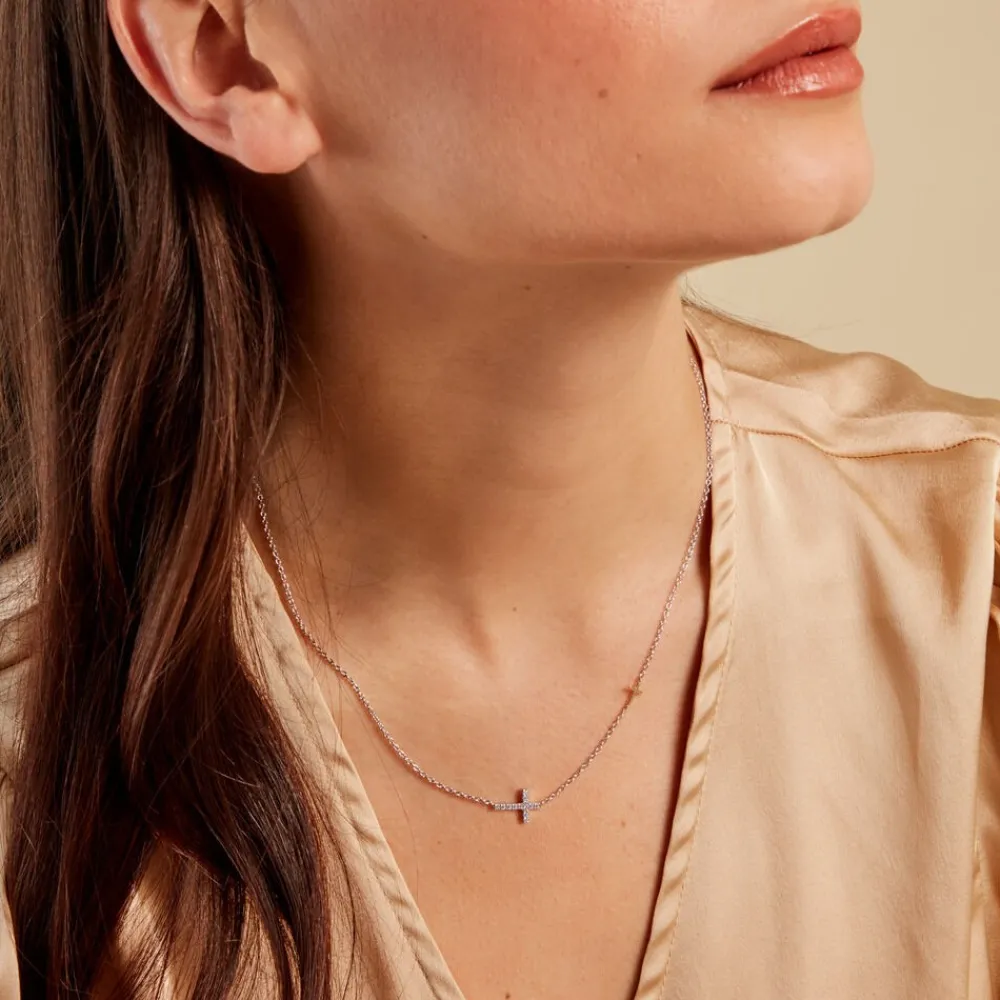 Collier Edline Or Jaune et Argent Blanc Oxyde De Zirconium|Marc Orian Online