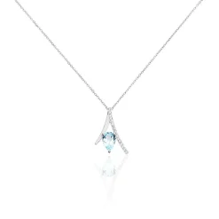 Collier Electa Or Blanc Topaze Et Oxyde De Zirconium