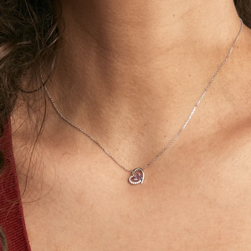 Collier Eliana Or Blanc Amethyste Et Oxyde De Zirconium|Marc Orian