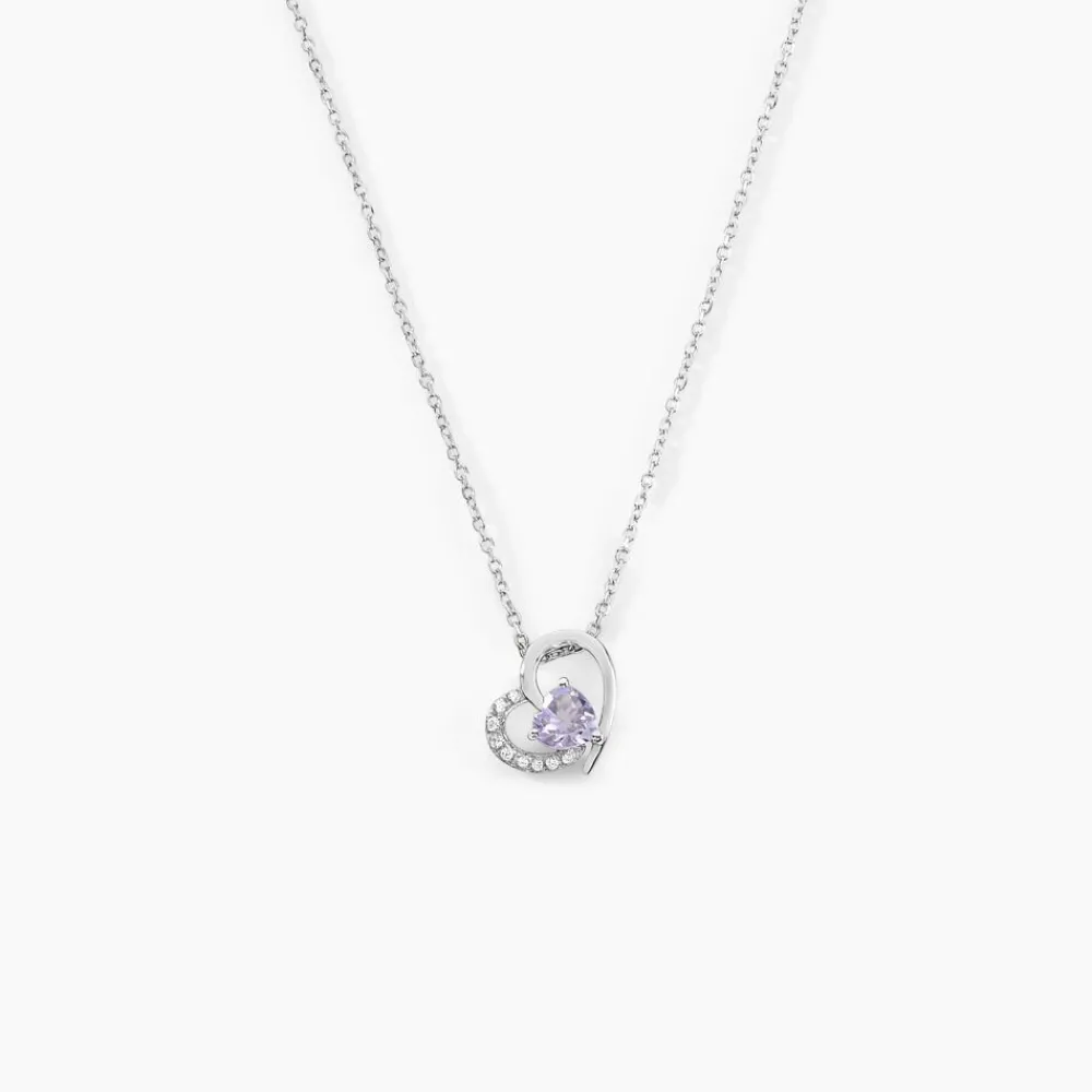 Collier Eliana Or Blanc Amethyste Et Oxyde De Zirconium|Marc Orian