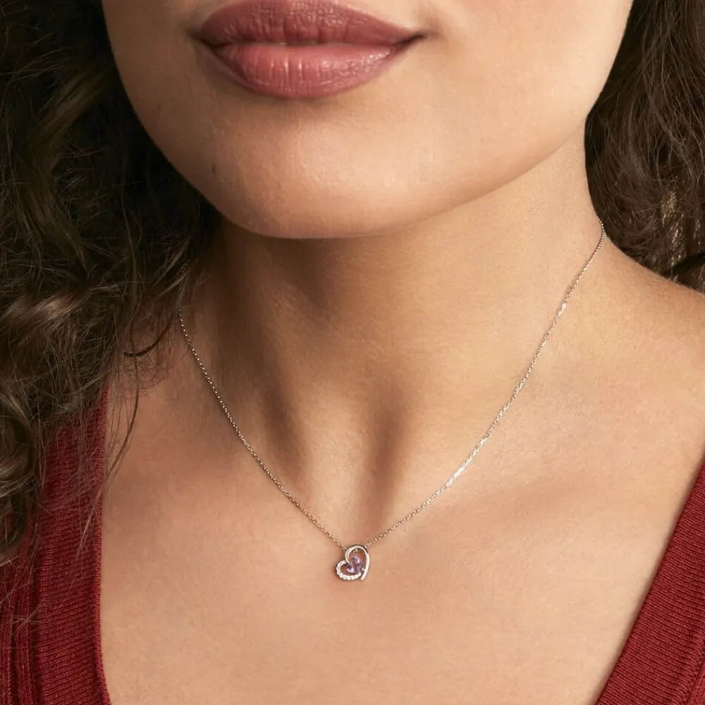 Collier Eliana Or Blanc Amethyste Et Oxyde De Zirconium|Marc Orian