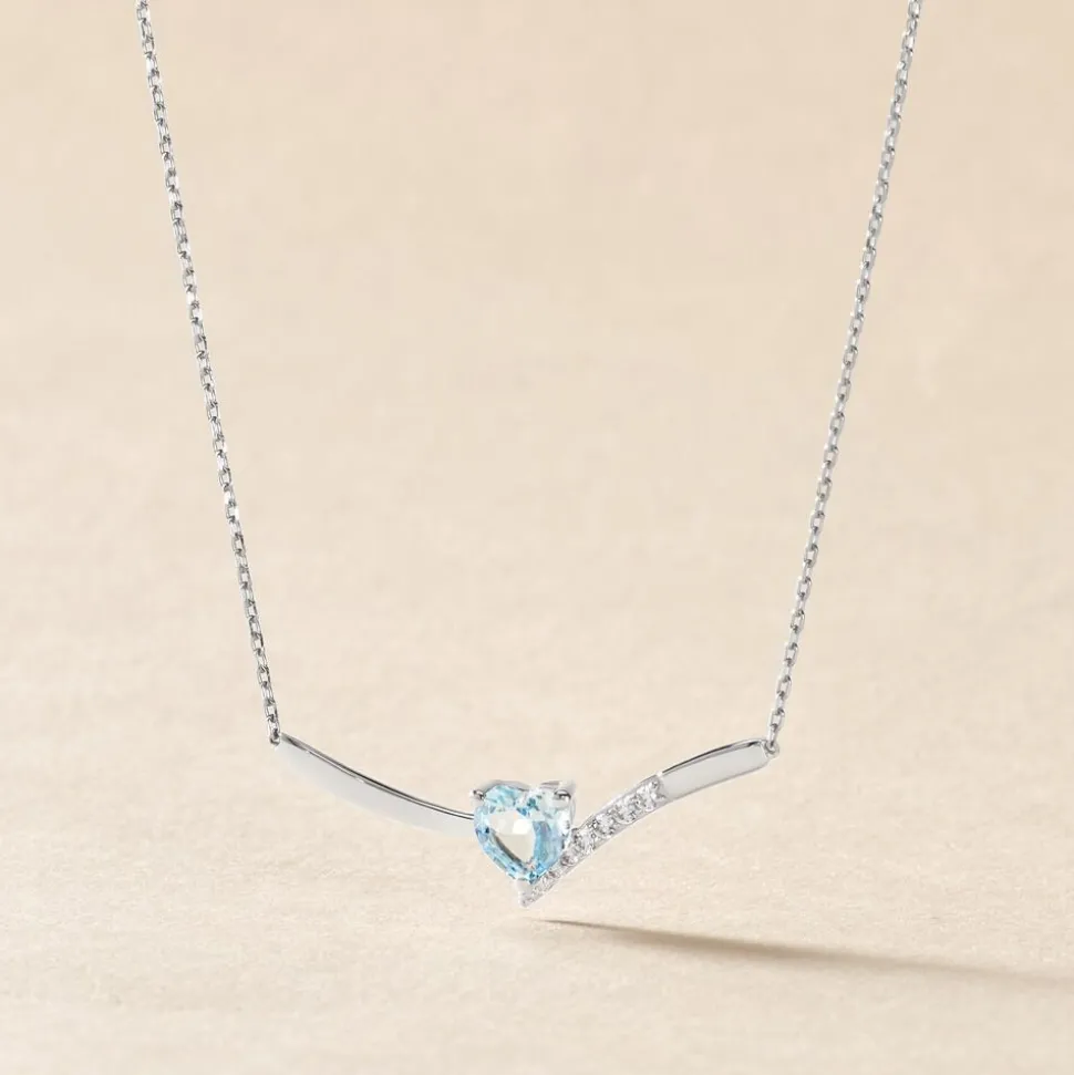 Collier Eva Or Blanc Topaze Et Oxyde De Zirconium