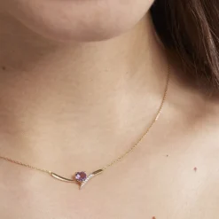 Collier Eva Or Jaune Amethyste Et Oxyde De Zirconium