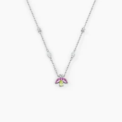 Collier Evasion Argent Blanc Pierre De Synthese Oxyde De Zirconium