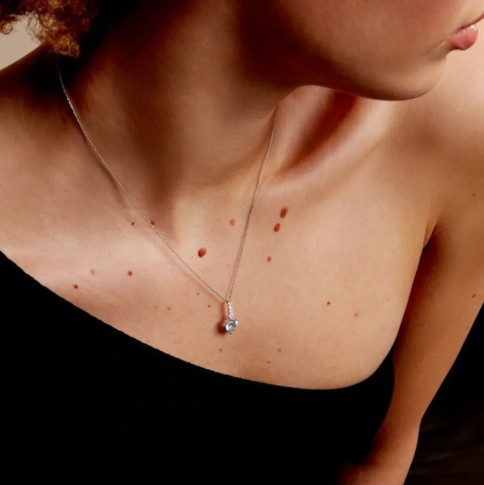Collier Fany Or Blanc Topaze Et Oxyde De Zirconium