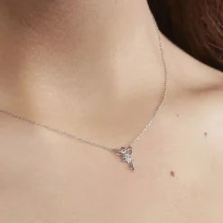 Collier Fee Or Blanc Diamant