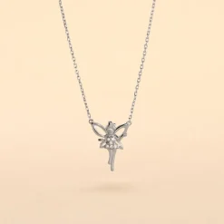 Collier Fee Or Blanc Diamant