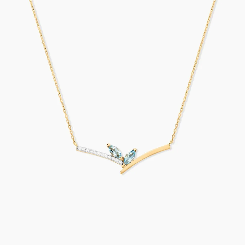Collier Florelys Or Jaune Topaze Oxyde De Zirconium