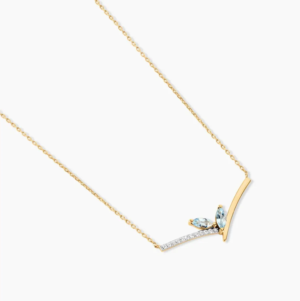 Collier Florelys Or Jaune Topaze Oxyde De Zirconium