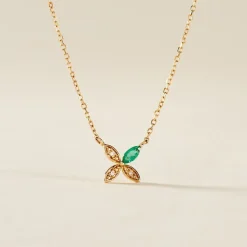 Collier Flower Power Or Jaune Emeraude Diamant
