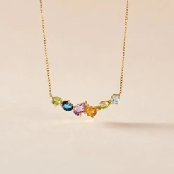 Collier Hortense Or Jaune Topaze Péridot Améthyste