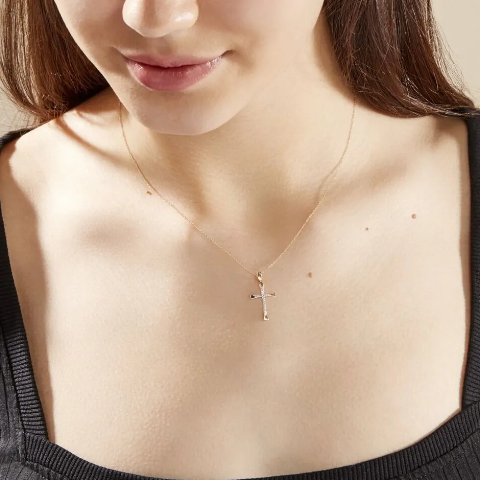 Collier Jamil Croix Or Jaune Diamant