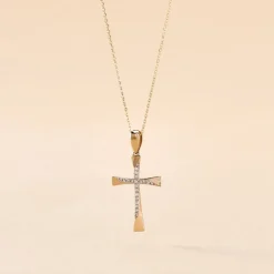 Collier Jamil Croix Or Jaune Diamant