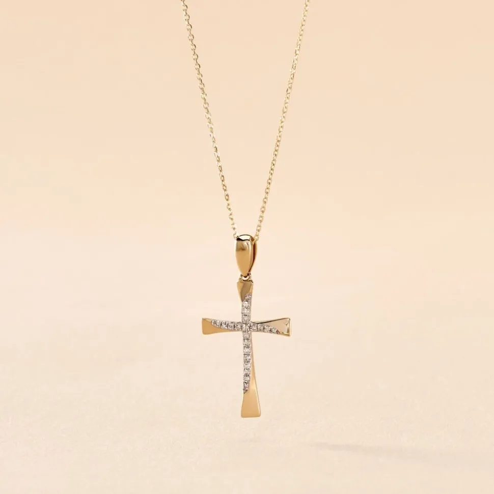 Collier Jamil Croix Or Jaune Diamant