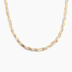 Collier Jasmin Tresse Or Tricolore