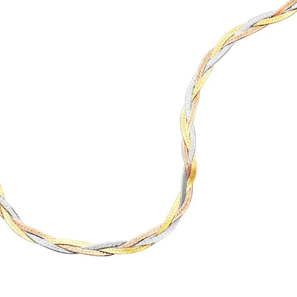 Collier Jasmin Tresse Or Tricolore