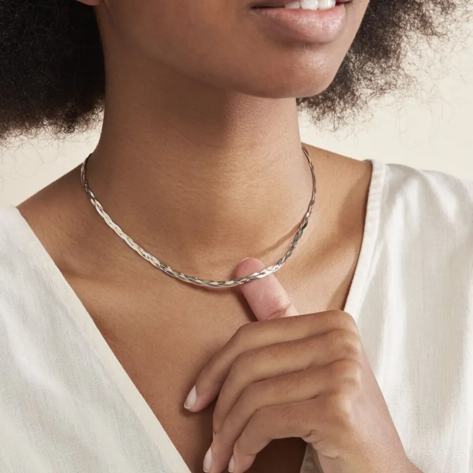 Collier Jasmin Tresse Or Tricolore