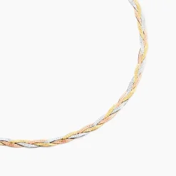 Collier Jasmin Tresse Or Tricolore