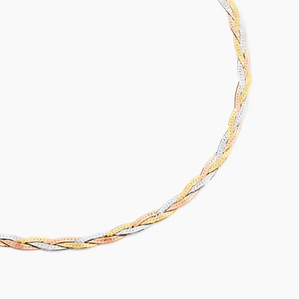 Collier Jasmin Tresse Or Tricolore