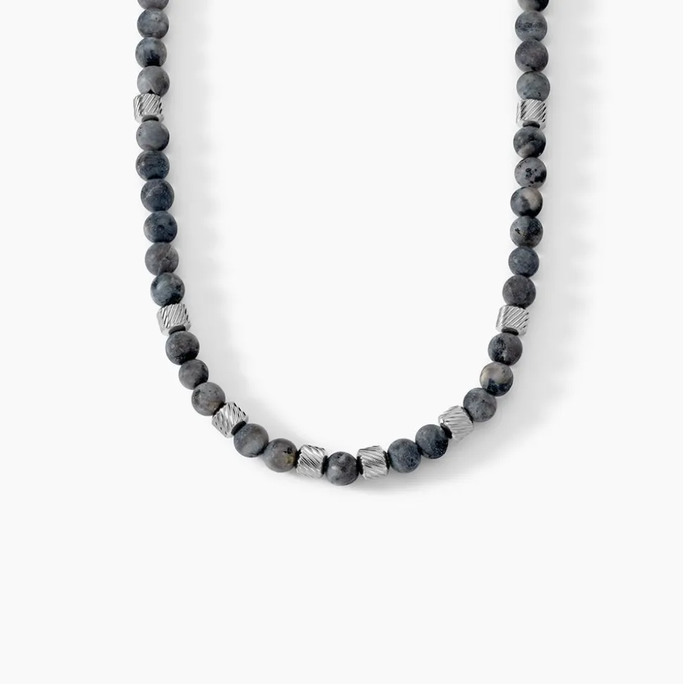 Collier Jourdan Acier Blanc Labradorite