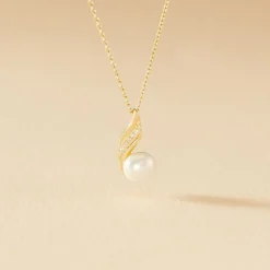 Collier Leta Or Jaune Perle De Culture Et Oxyde De Zirconium
