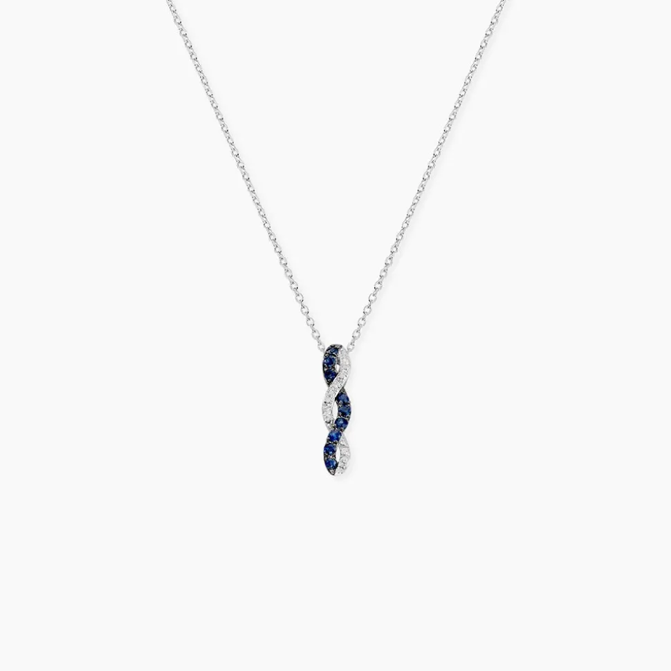 Collier Ligera Or Blanc Saphir Et Diamant