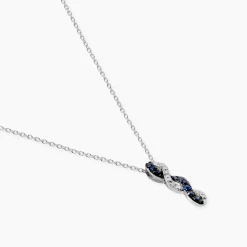 Collier Ligera Or Blanc Saphir Et Diamant