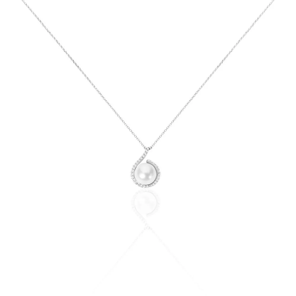 Collier Lucinda Or Blanc Perle De Culture Et Oxyde De Zirconium|Marc Orian Online