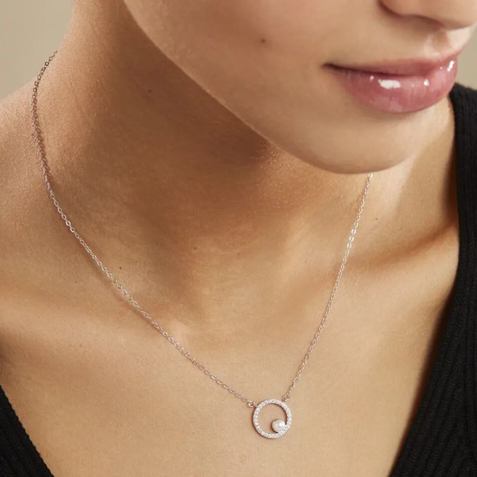 Collier Marthe Argent Blanc Perle De Culture Et Oxyde De Zirconium