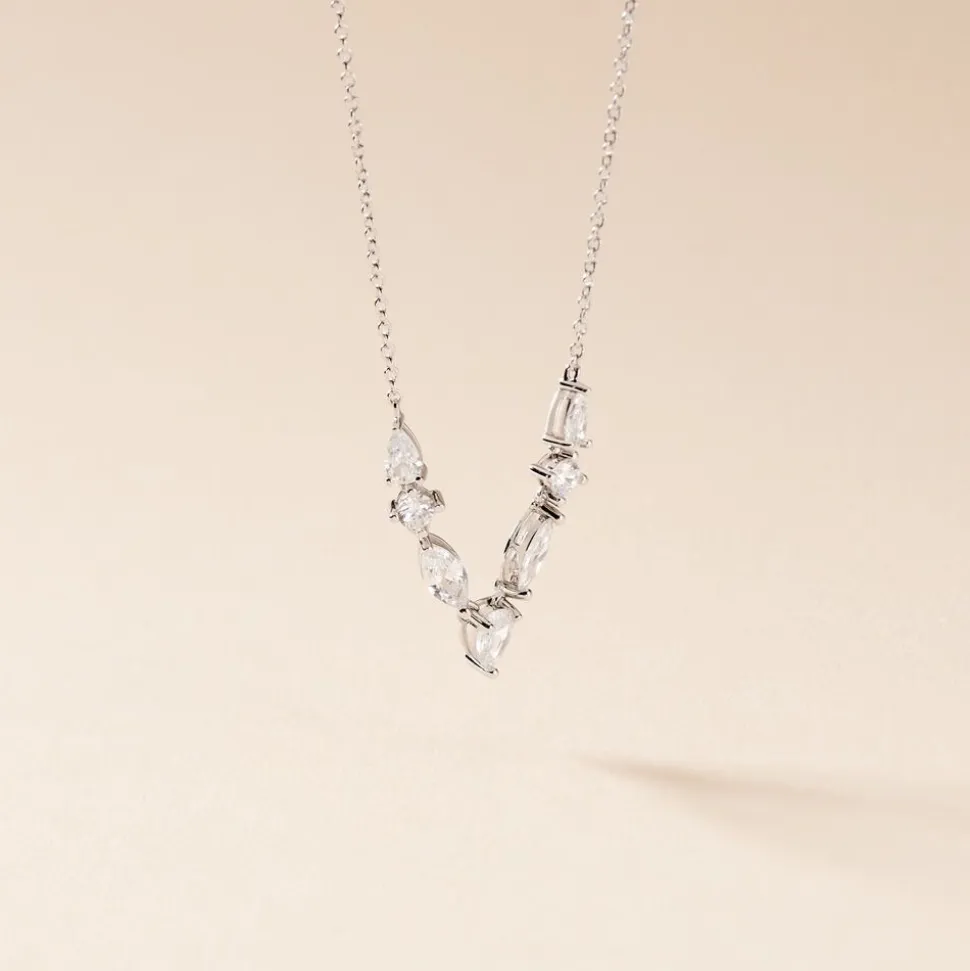 Collier Mascaret Argent Blanc Oxyde De Zirconium