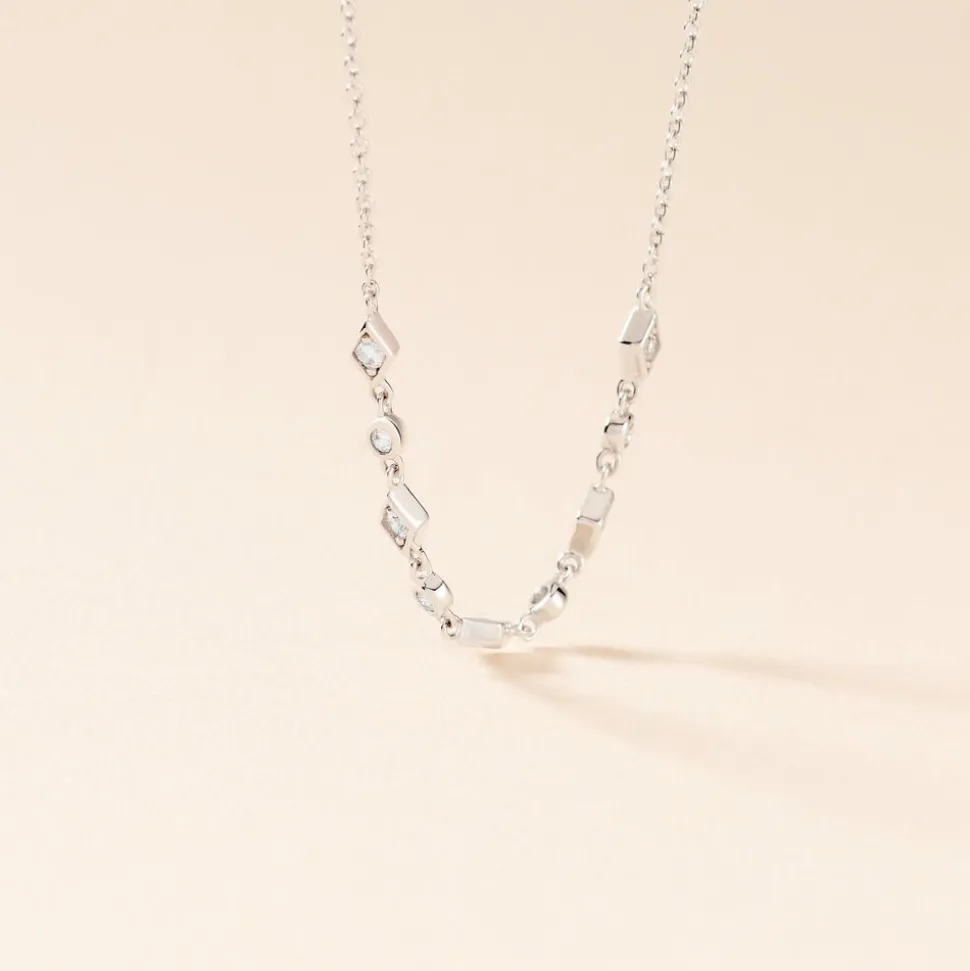 Collier Mascaret Argent Blanc Oxyde De Zirconium