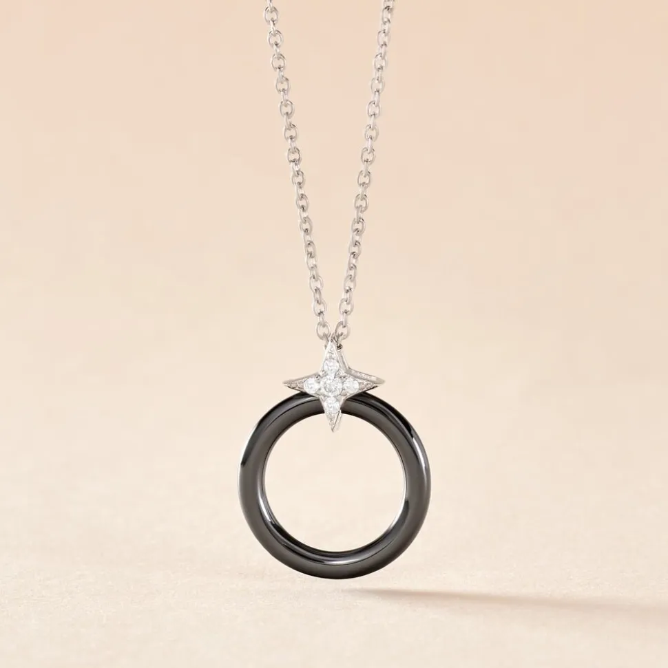 Collier Merelle Argent Blanc Céramique Oxyde De Zirconium