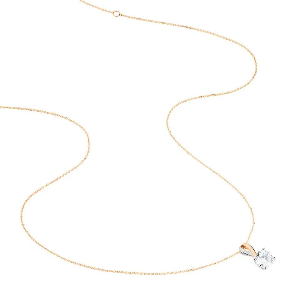 Collier Micheline Or Bicolore Oxyde De Zirconium