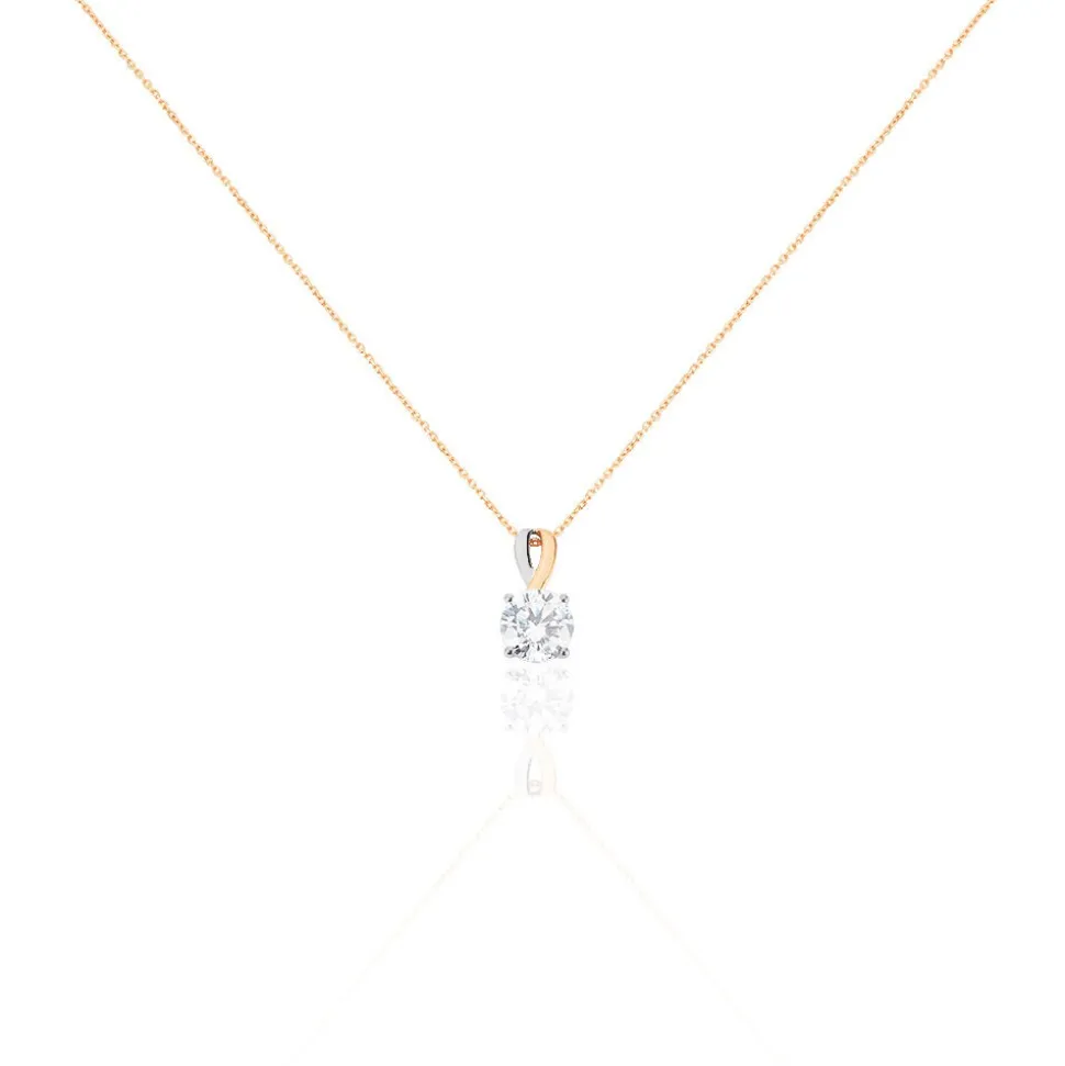 Collier Micheline Or Bicolore Oxyde De Zirconium