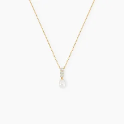 Collier Nahima Or Jaune Perle De Culture Oxyde De Zirconium