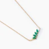 Collier Navette Or Jaune Emeraude Diamant