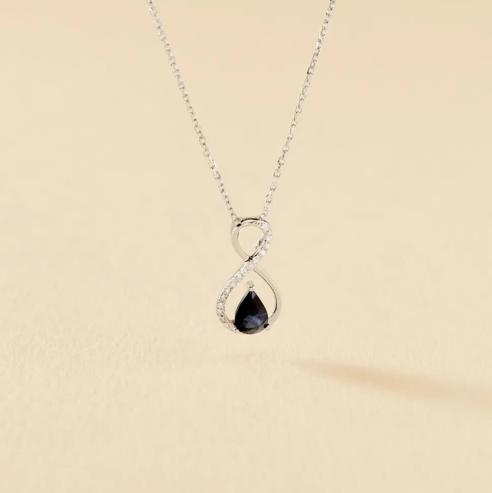 Collier Odessa Or Blanc Saphir Diamant