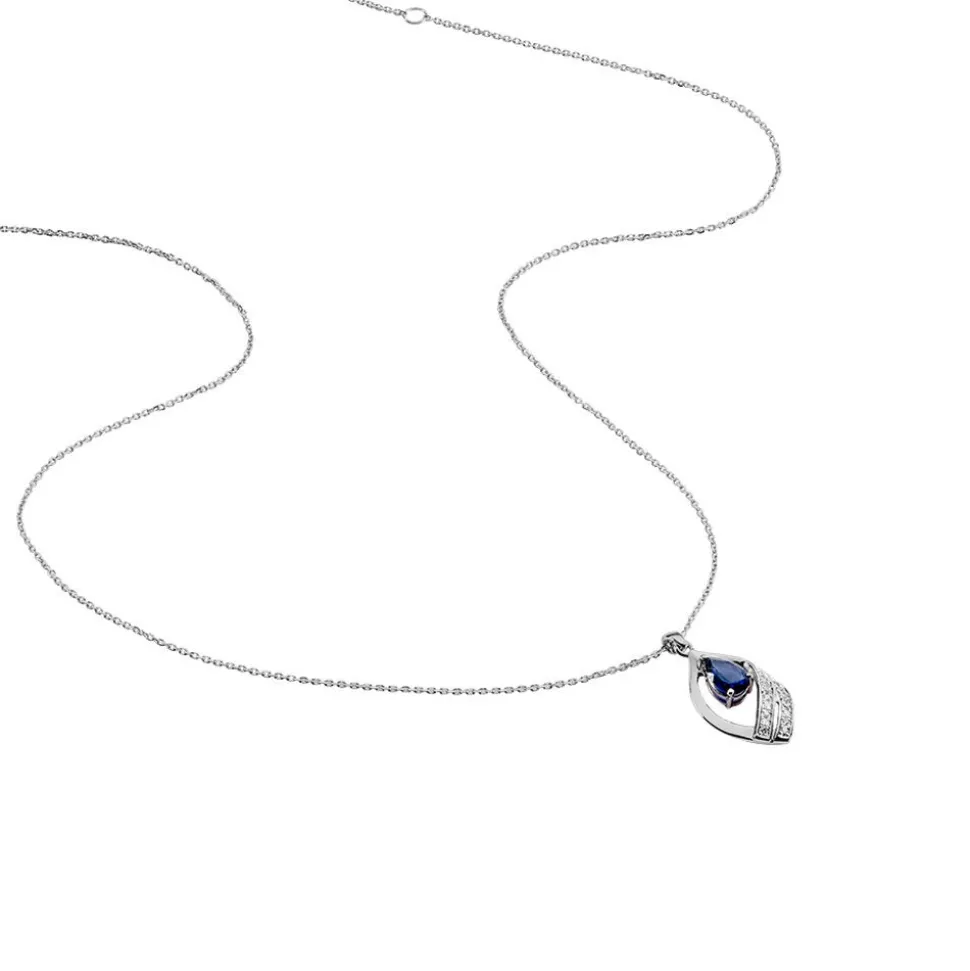 Collier Odila Or Blanc Saphir Diamant