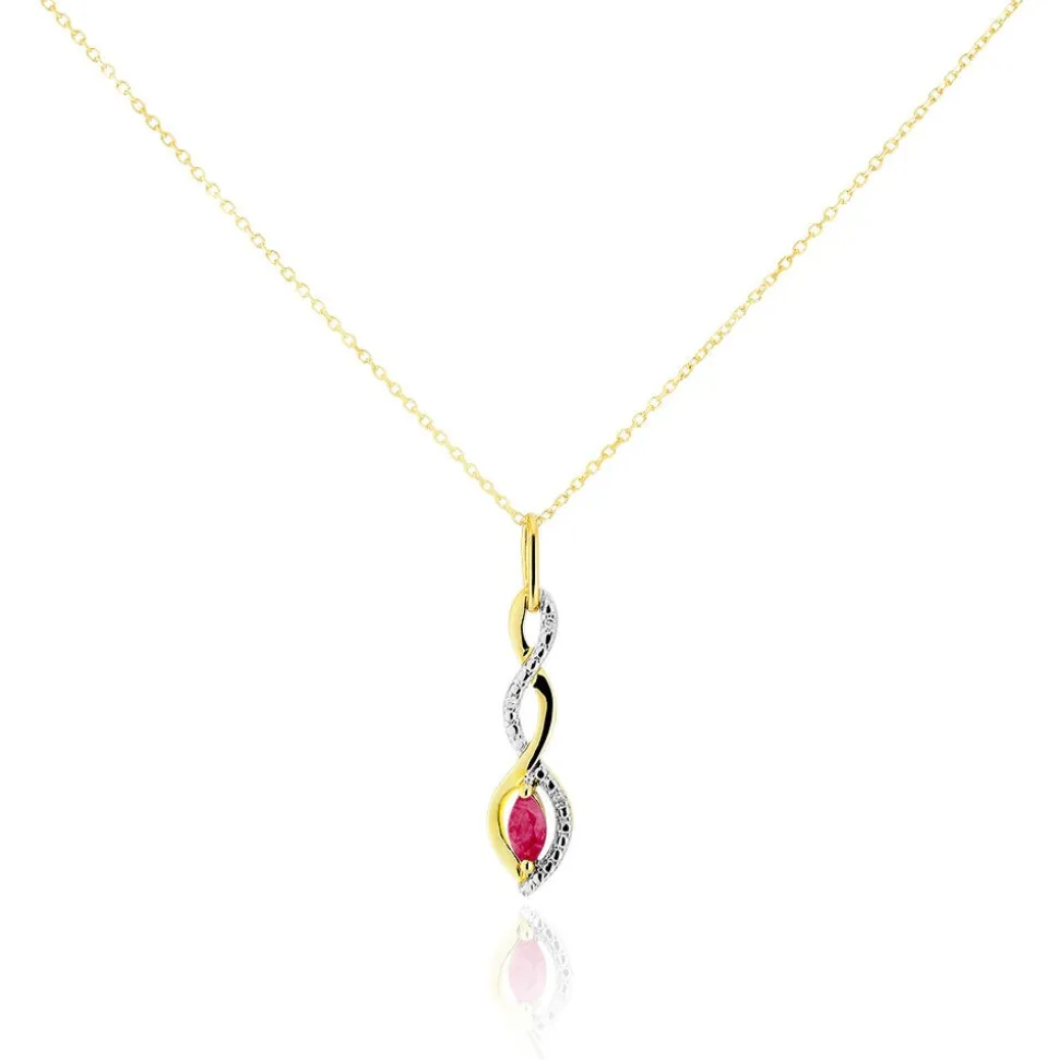 Collier Ondulations Or Bicolore Rubis Et Diamant