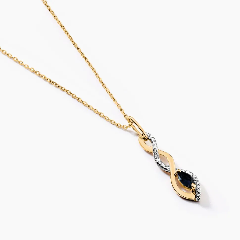Collier Ondulations Or Jaune Saphir Diamant