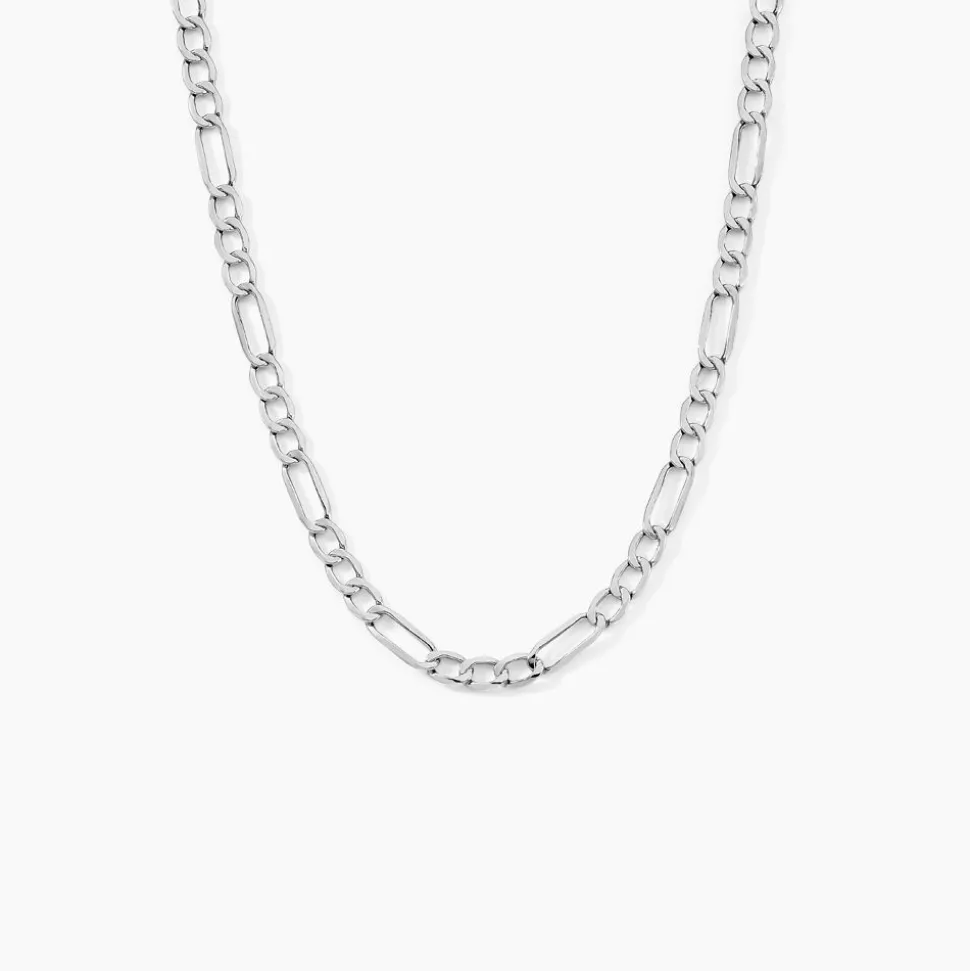 Collier Or Blanc Maille Alternée 1/3