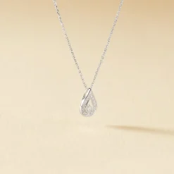 Collier Or Blanc Purete Goutte Diamant
