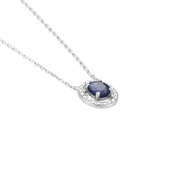 Collier Or Blanc Serenity Saphir