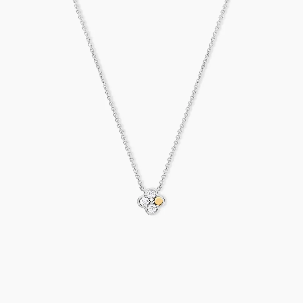Collier Or Jaune Argent Blanc Oxyde De Zirconium