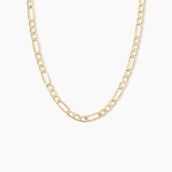 Collier Or Jaune Maille Alternée 1/3