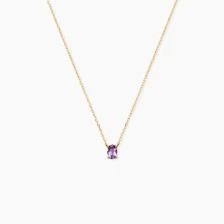 Collier Ovale Or Jaune Améthyste